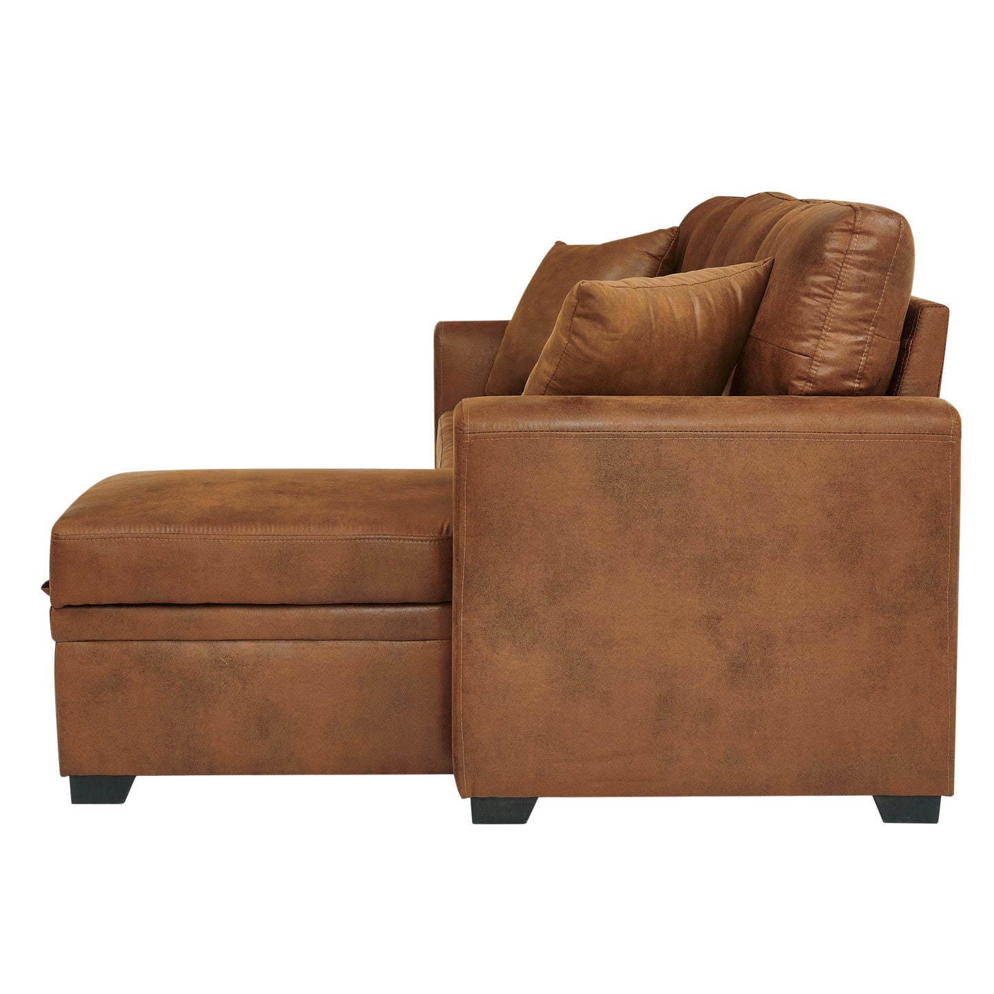 Light Brown Sectional Sofa Bed with Reversible Chaise & Storage