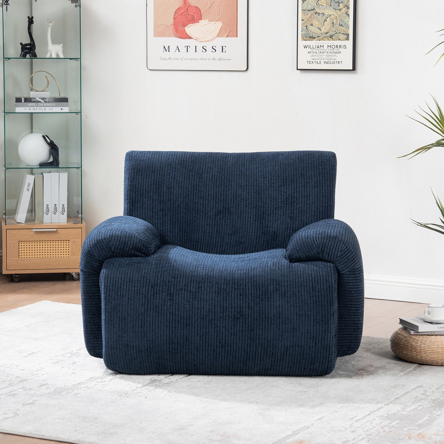 42" Wide Modern Upholstered Chenille Accent Chair - Navy