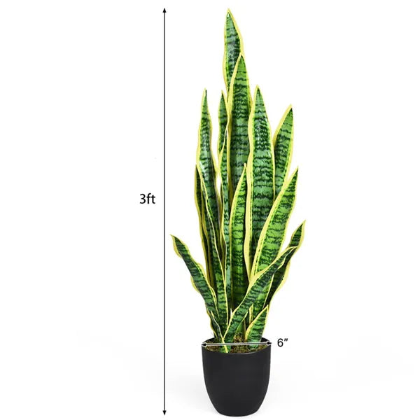 Realistic 35.5-Inch Artificial Snake Plant for Indoor & Outdoor Decor