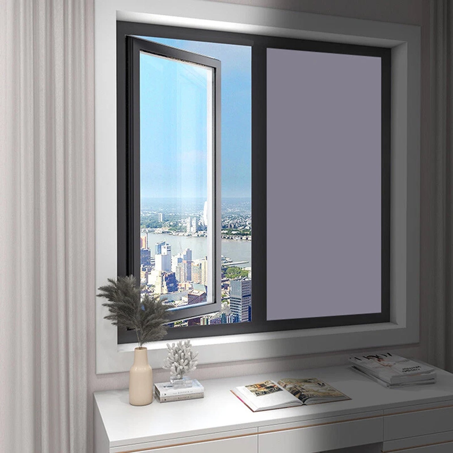 Blackout Curtains - Grey Window Covering for Home Office