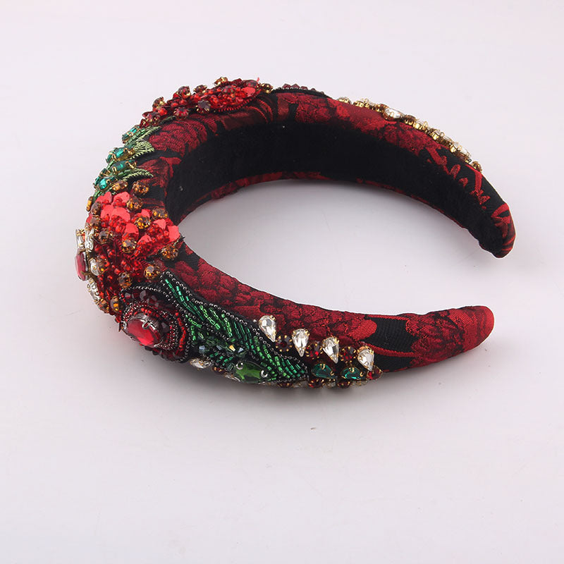 Diamond Leaf Exaggerated Headband - Red