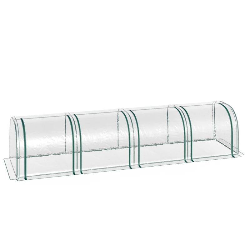 Portable Greenhouse Tunnel with 4 Zippered Doors, UV-Resistant PVC Cover - 13 ft