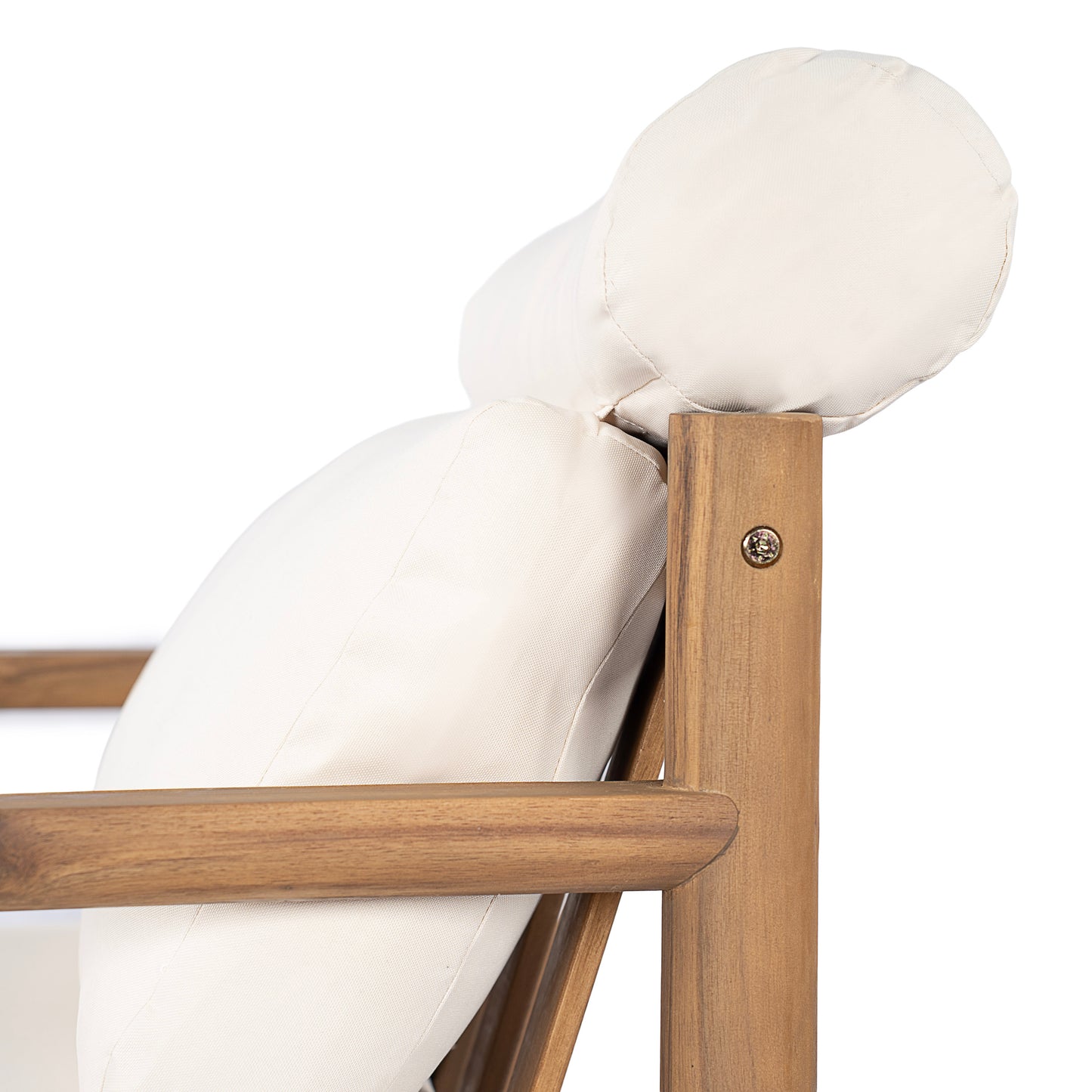 28-Inch Mid-Century Modern Acacia Wood Outdoor Chair with Cushions