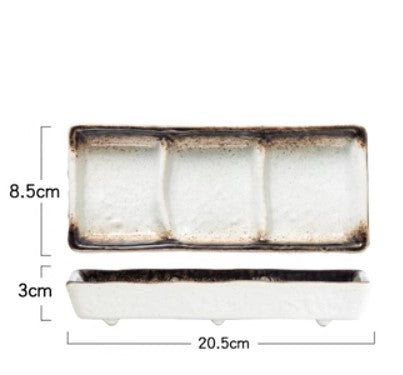 Japanese Style Pottery Seasoning Dish - Rectangular Sauce Dipping Plate 8 Inch