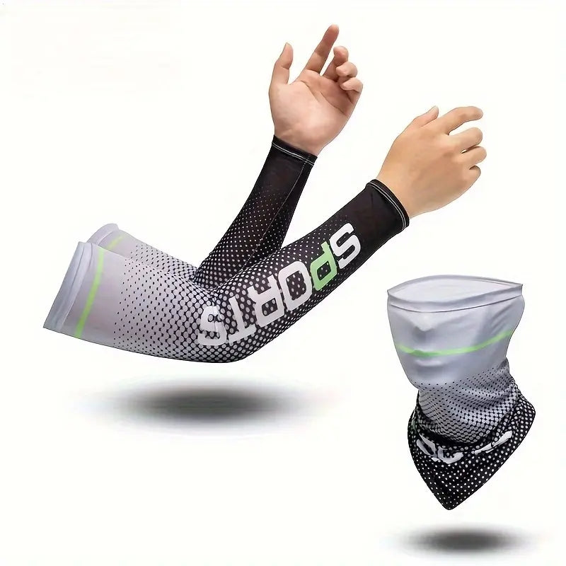 UV Resistant Ice Silk Cooling Sleeves & Face Mask Scarf Set