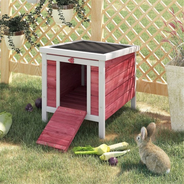 Outdoor Pet House for Small Dogs Rabbits Ducks Waterproof Fir Wood Red
