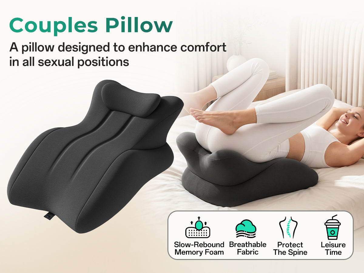 Ergonomic Memory Foam Wedge Pillow for Couples - Dark Grey