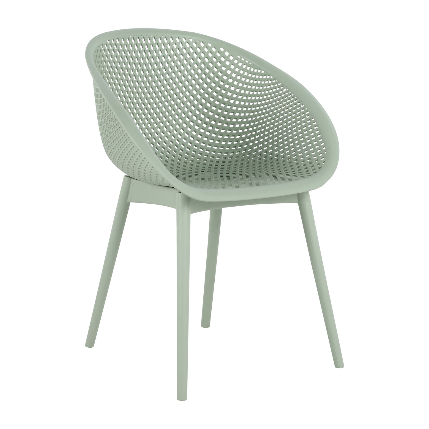 Modern Pale Green Lounge Chairs & Round Table Set - 2-Pack
