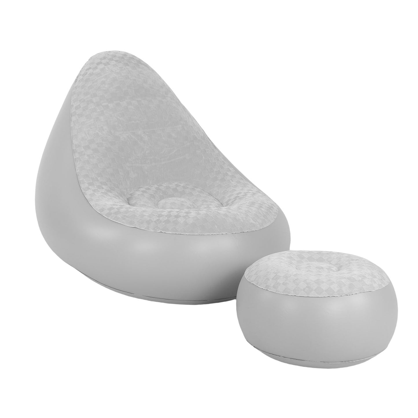 Inflatable Lounge With Footstool PVC Flocking Water Proof Folding