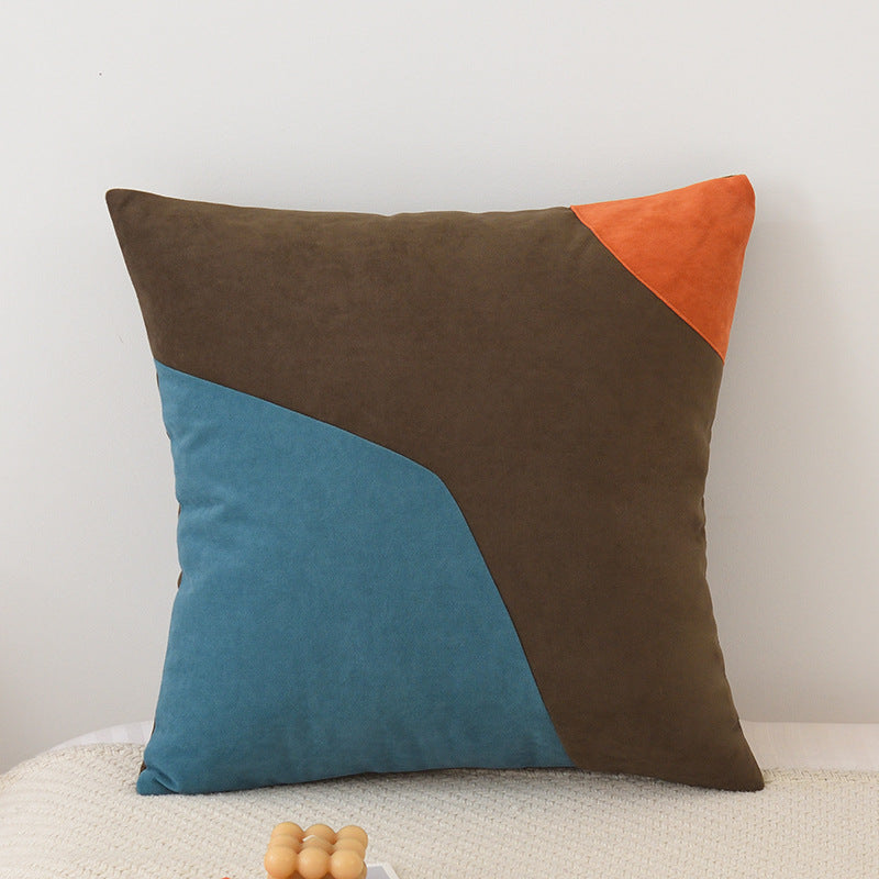 Nordic Solid Color Geometric Stitching Pillow Cover - Washable Cotton