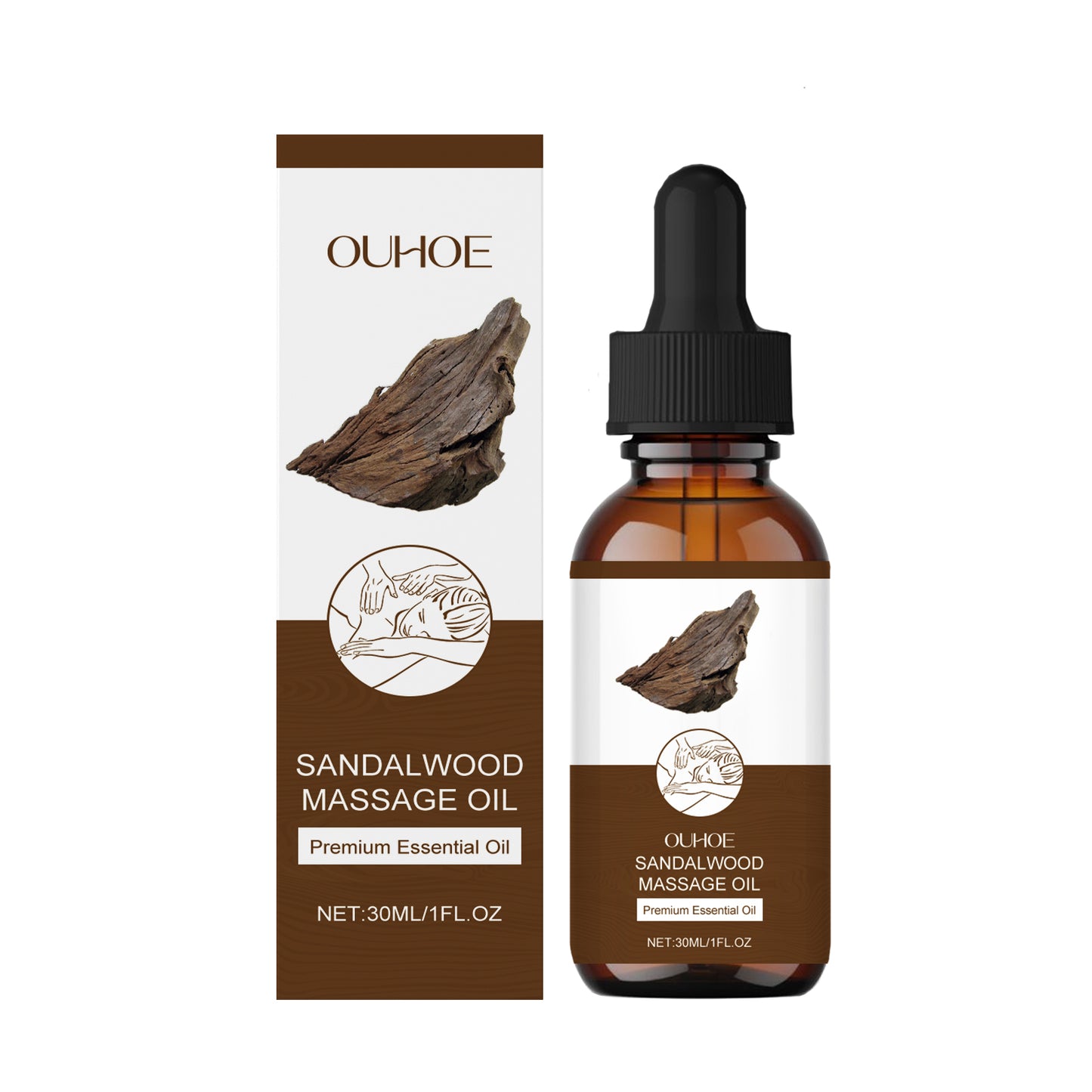 Sandalwood Massage Essential Oil - Moisturizing Body Oil Blend, 30ml