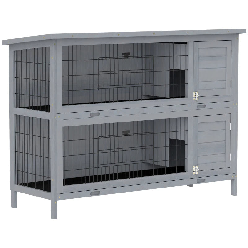 Large 2-Story Rabbit Hutch Pet House with Lockable Doors and Removable Trays