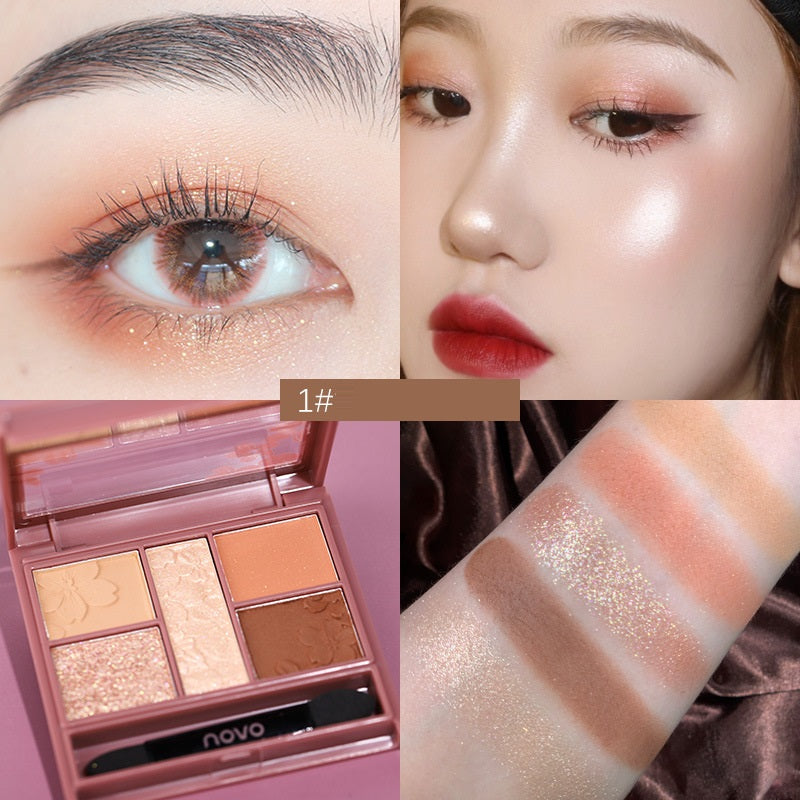Five-Color Eyeshadow Palette Fine Powder Makeup for Face & Eyes