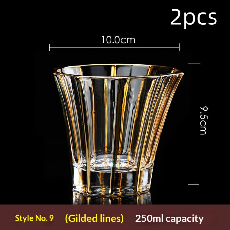 Large Gold-Trimmed Gin Crystal Glass - Vintage Drinkware for Bar & Kitchen