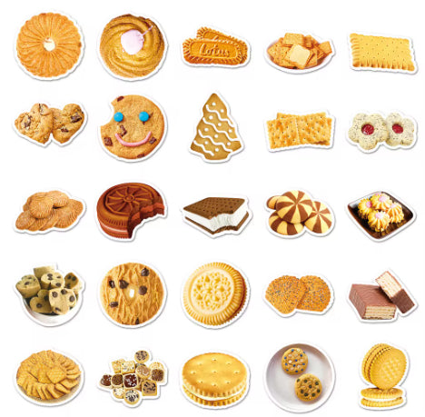 50 Creative Biscuit Pattern Notebook Stickers - Cute Food Series