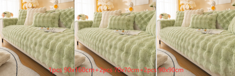 Thickened Rabbit Plush Sofa Cushion Set for Comfortable Home Decor