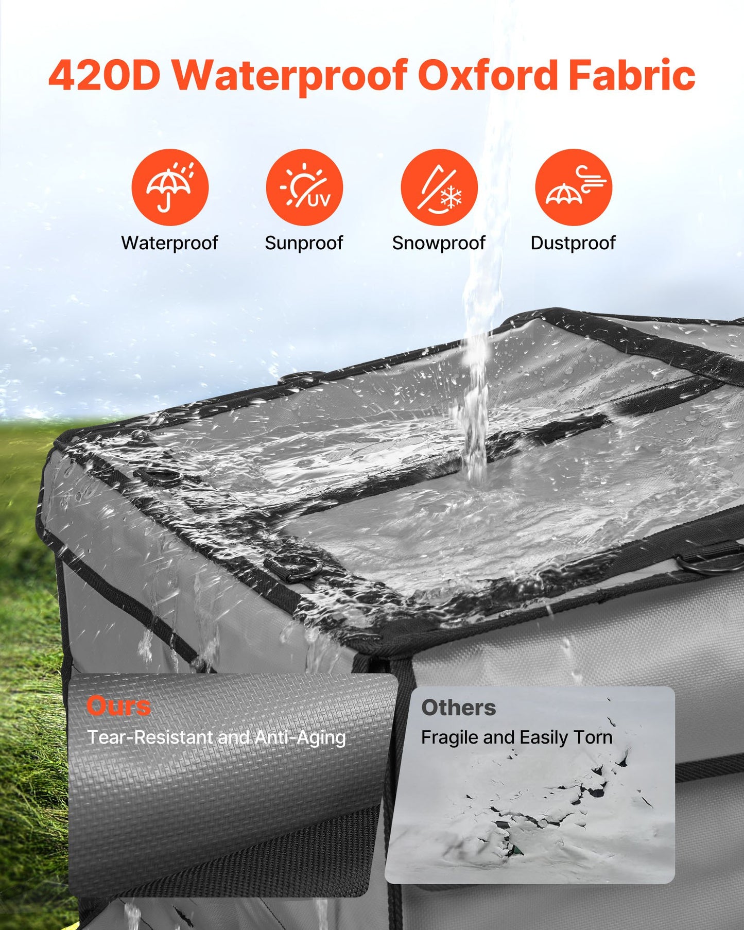Universal Waterproof Generator Cover 420D 34x26x21in for 3500-12000W - Weatherproof, Easy Access