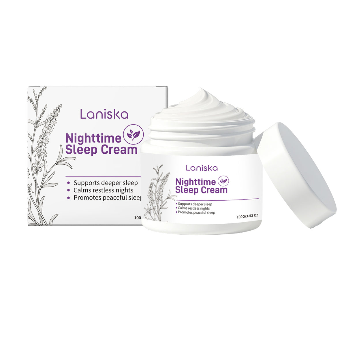 Night Sleep Cream with Lavender Extract - 100g Relaxing Topical Moisturizer