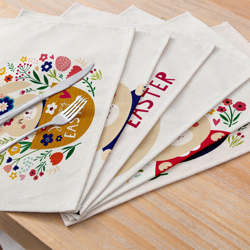 Cartoon Rabbit Kitchen Coaster Set Anti-Scalding Cotton Linen Placemat
