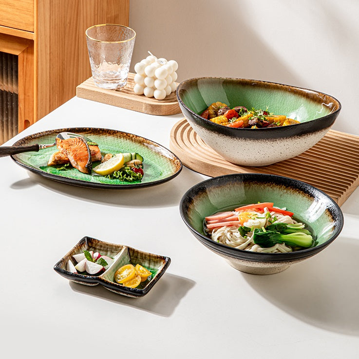 Ceramic Noodle Bowl Soup Bowl - Special-Shaped Japanese Style Kitchen Dinnerware