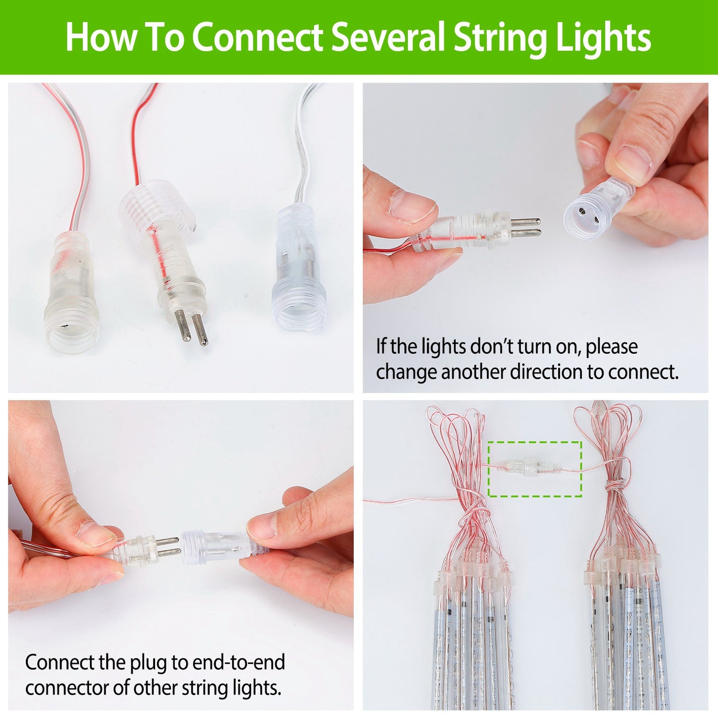 Solar Powered Meteor Shower String Lights - 9.84FT Decorative Raindrop Lights