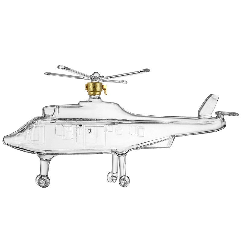 Glass Helicopter Wine Decanter Set - Aircraft, Motorcycle, Tank Styles, 500ml