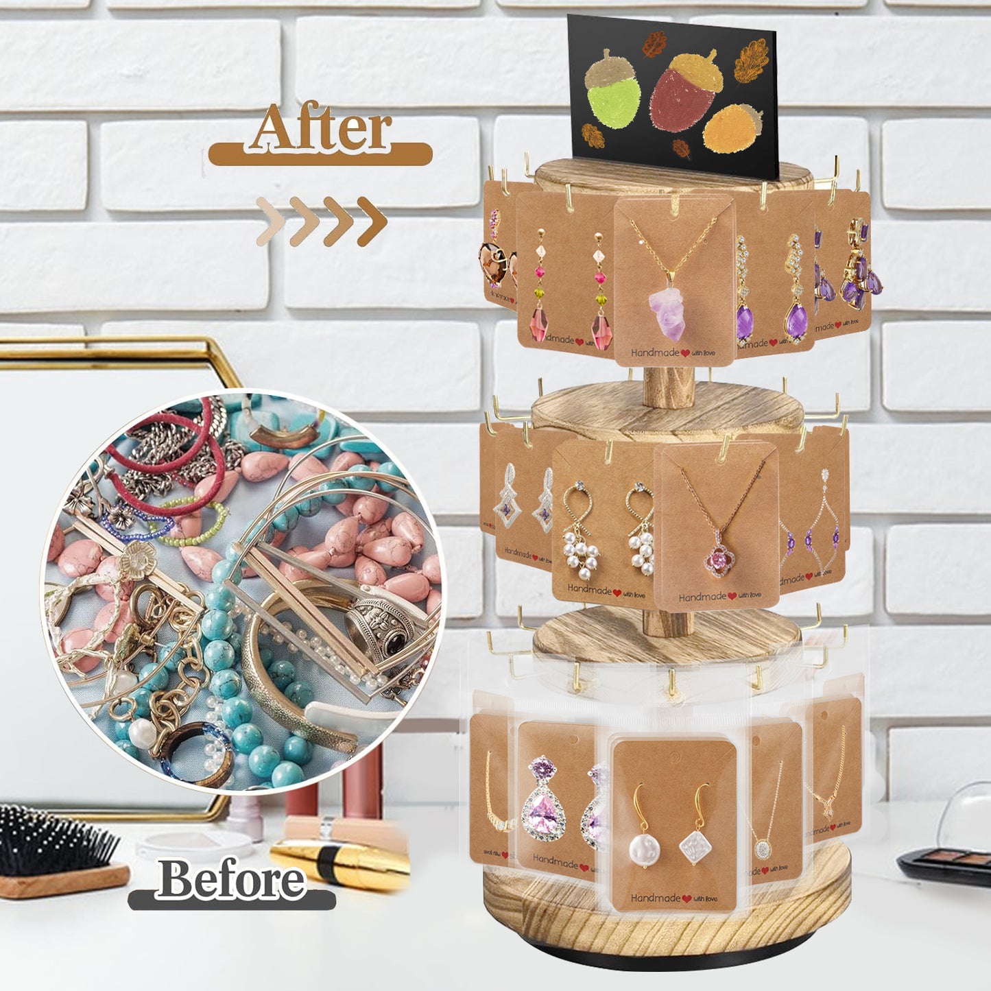 360 Rotating Earring Display Stands With 50 Holder Cards