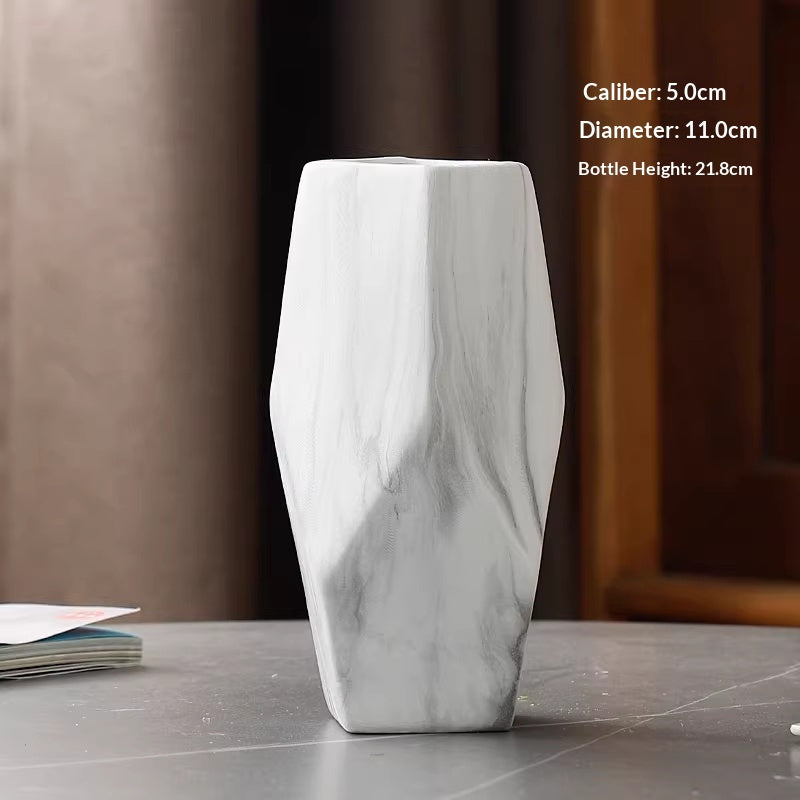 Minimalist Marble Pattern Ceramic Vase for Flower Arrangements - Modern Tabletop Decor