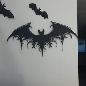 Halloween Metal Bat Wall Art - Iron Decor for Home & Garden, 20x40cm Black