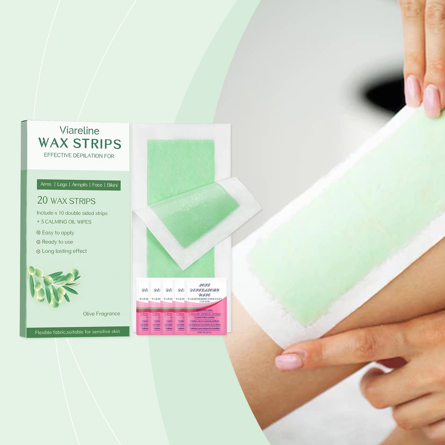 Facial and Body Hair Removal Wax Stickers - 20 Wipes