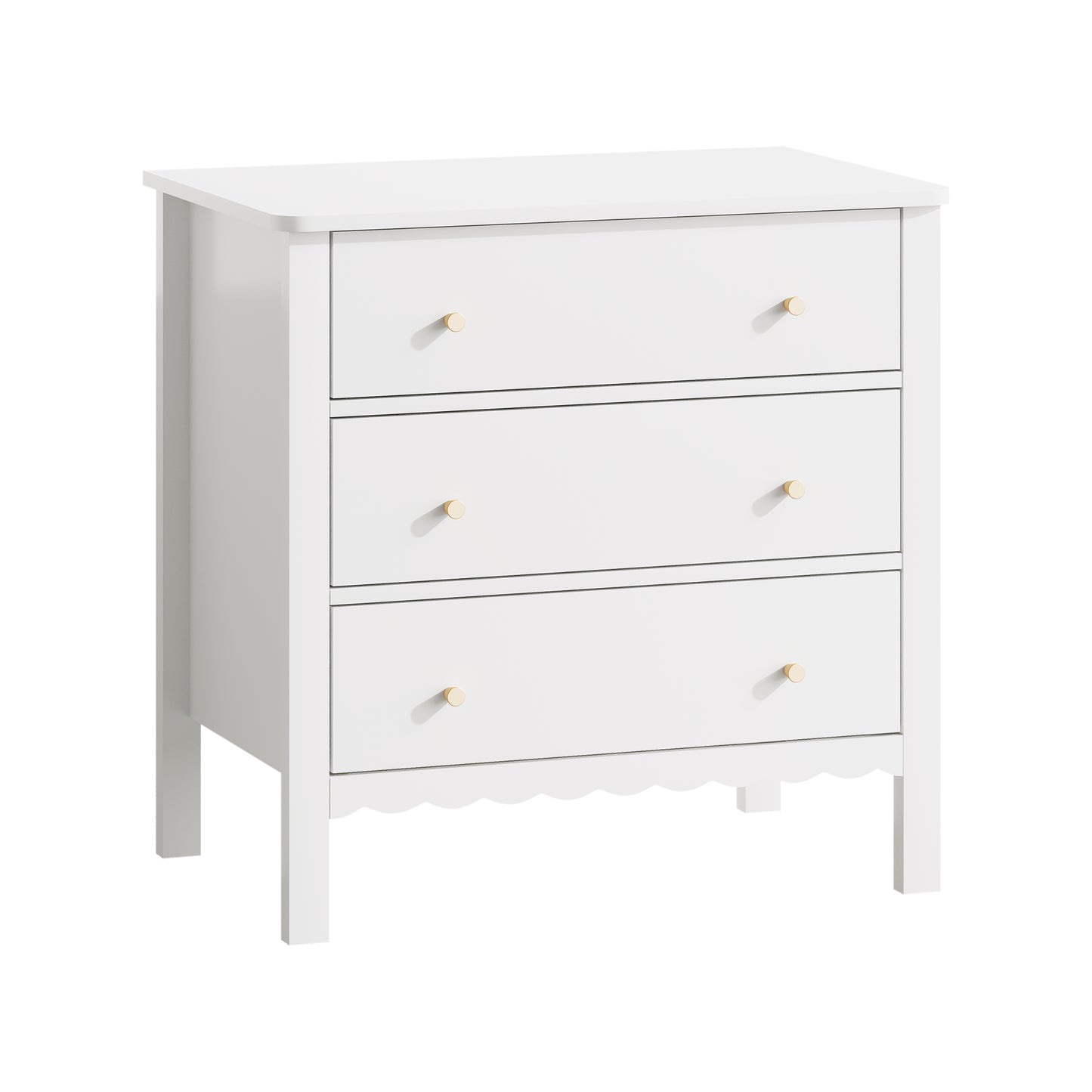 White 3 Drawer Dresser - Modern MDF Storage Cabinet
