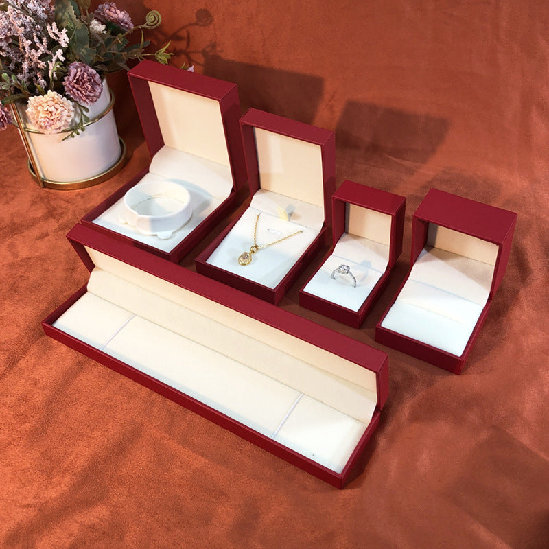Red Faux Leather Jewelry Box with Multiple Variants - Compact Storage Organizer