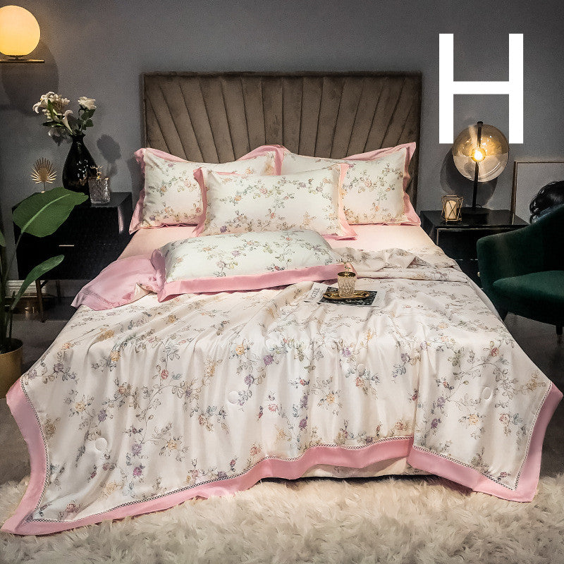 Tencel Summer Quilt Set - Breathable Air-Conditioning Bedding 4-Piece