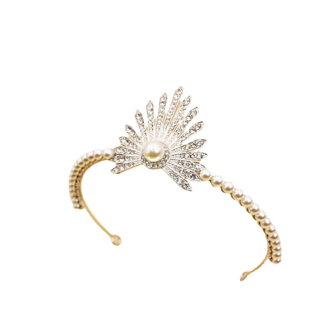 Pearl Bridal Crown Headpiece Silver