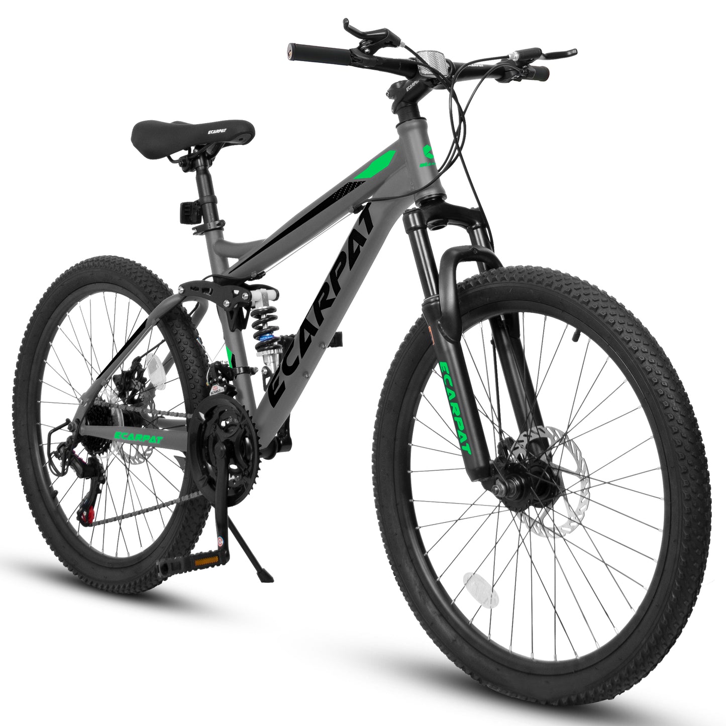 24 Inch Mountain Bike with Full Suspension & 21 Speed Shifter - Gray