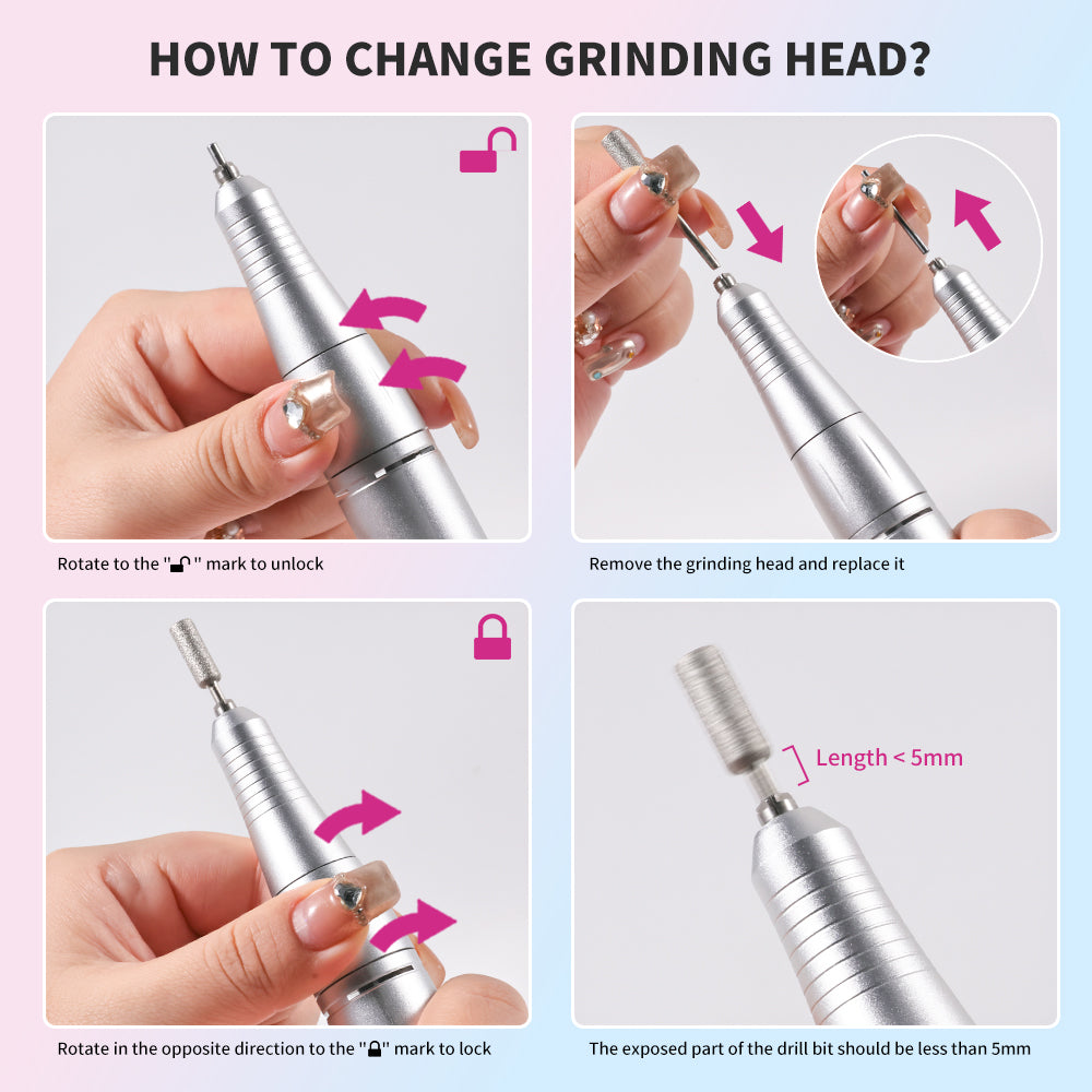 Professional Cordless Electric Nail Drill - 45000 RPM E-File Kit