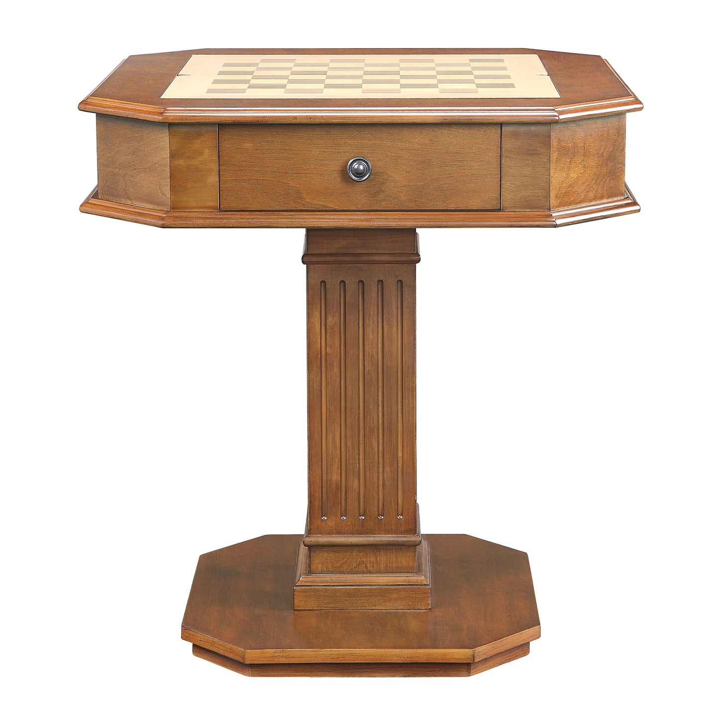 Walnut Finish Game Table with Storage & Reversible Tray