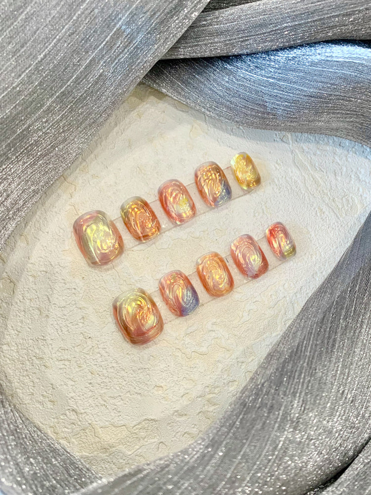 Sunset Nail Art Kit with Armor-Style Short Retro Design for Ladies