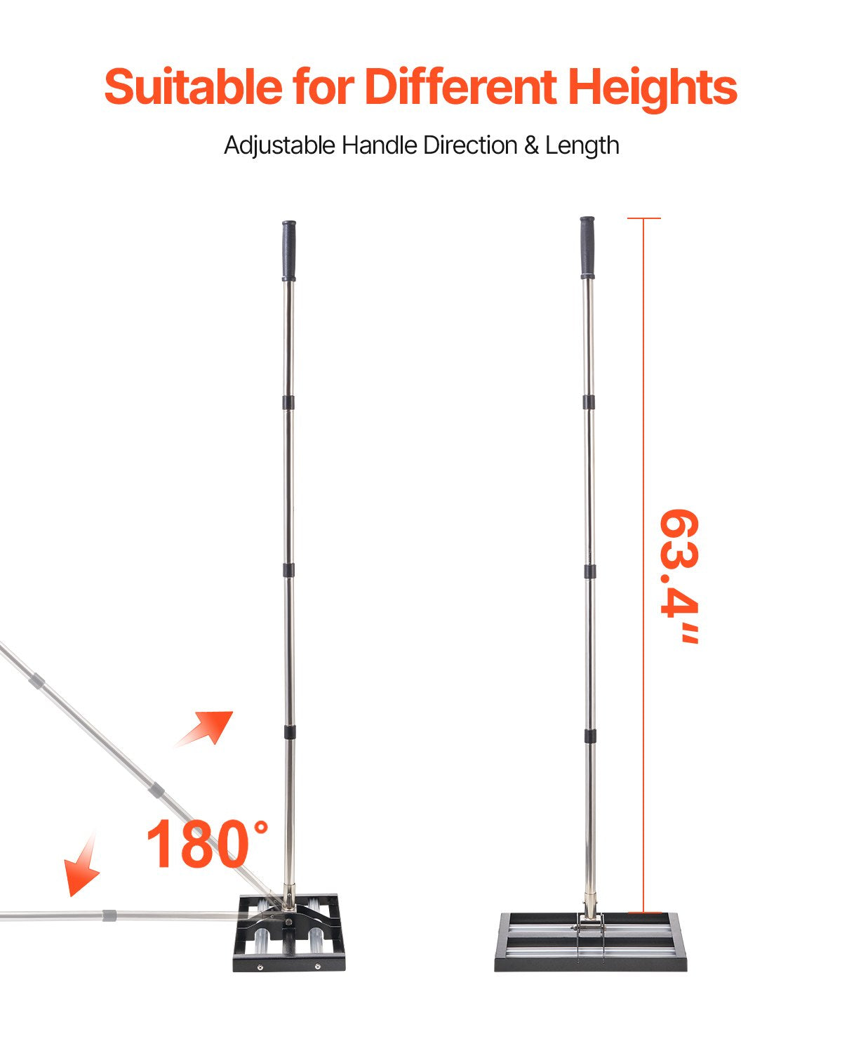 Heavy Duty Lawn Leveling Rake with Adjustable Handle - Yard & Garden Tool