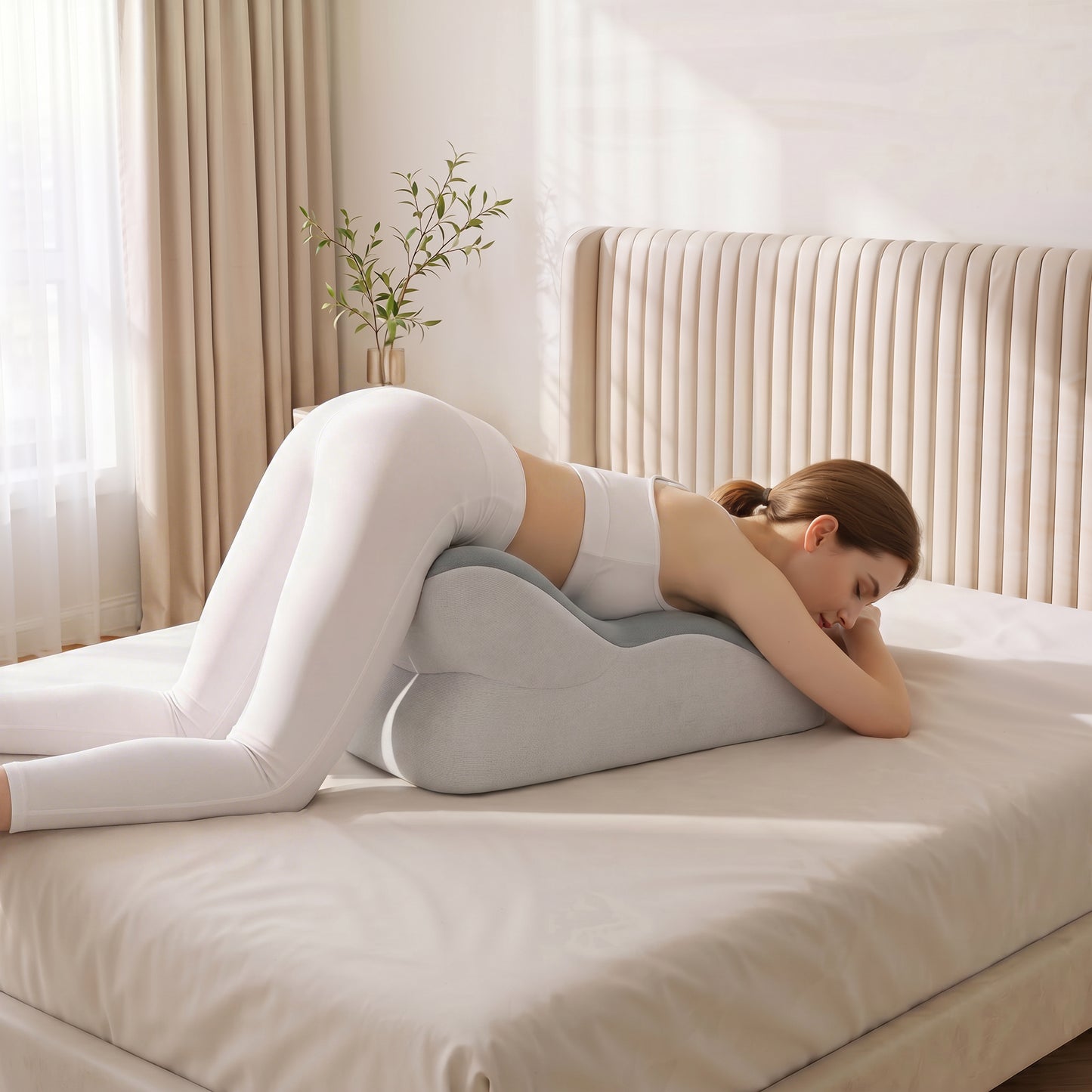 Ergonomic Memory Foam Support Pillow for Couples - Grey