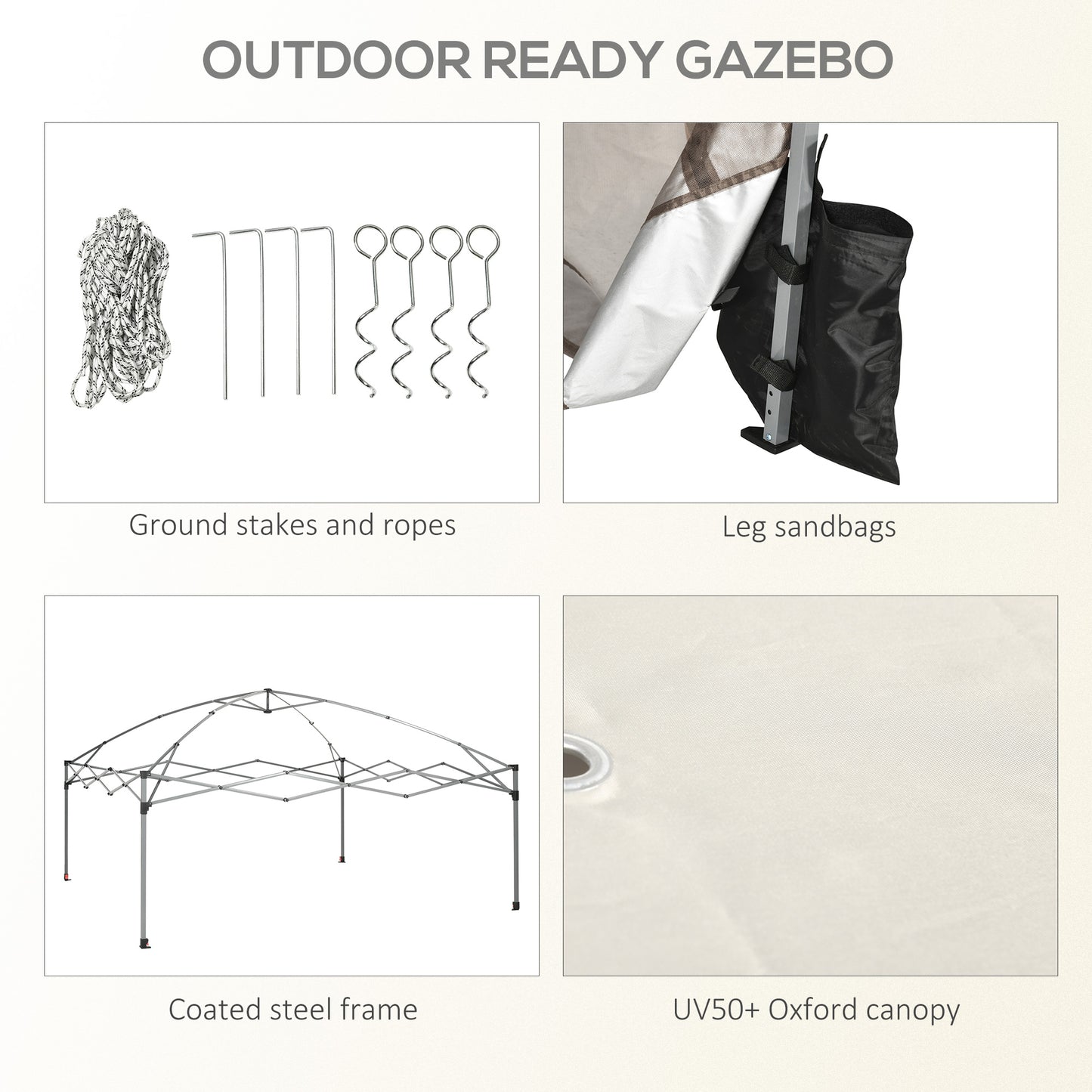 10x10 Pop Up Canopy Tent with Netting - Height Adjustable, Cream