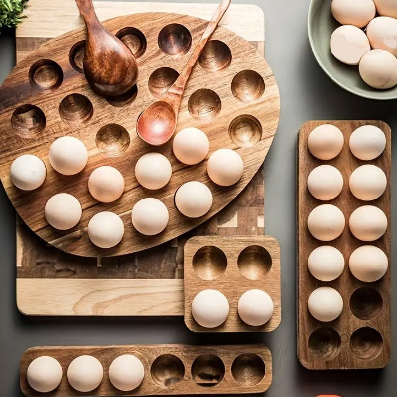 Japanese Style Wooden Egg Tray Shelf for Refrigerator Kitchen Storage
