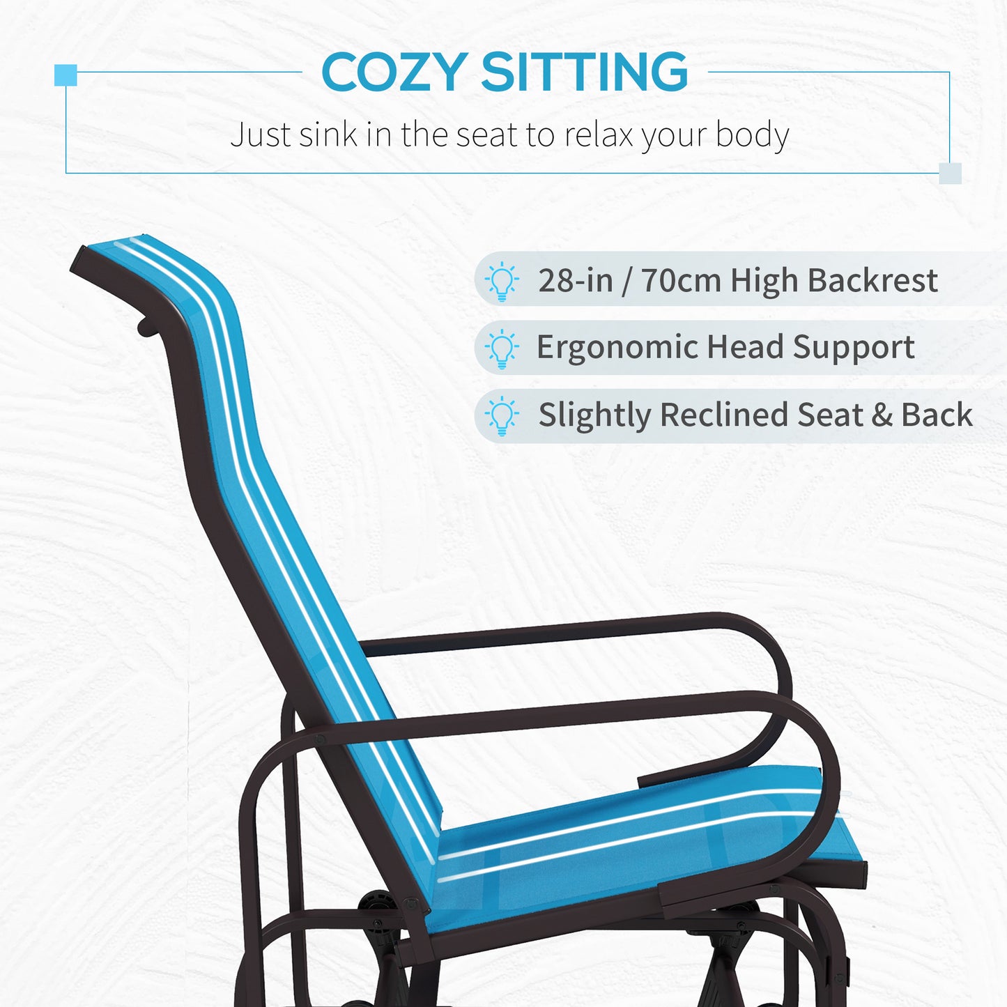 Gliding Lounger Chair - Lightweight Metal & Mesh Construction, Blue