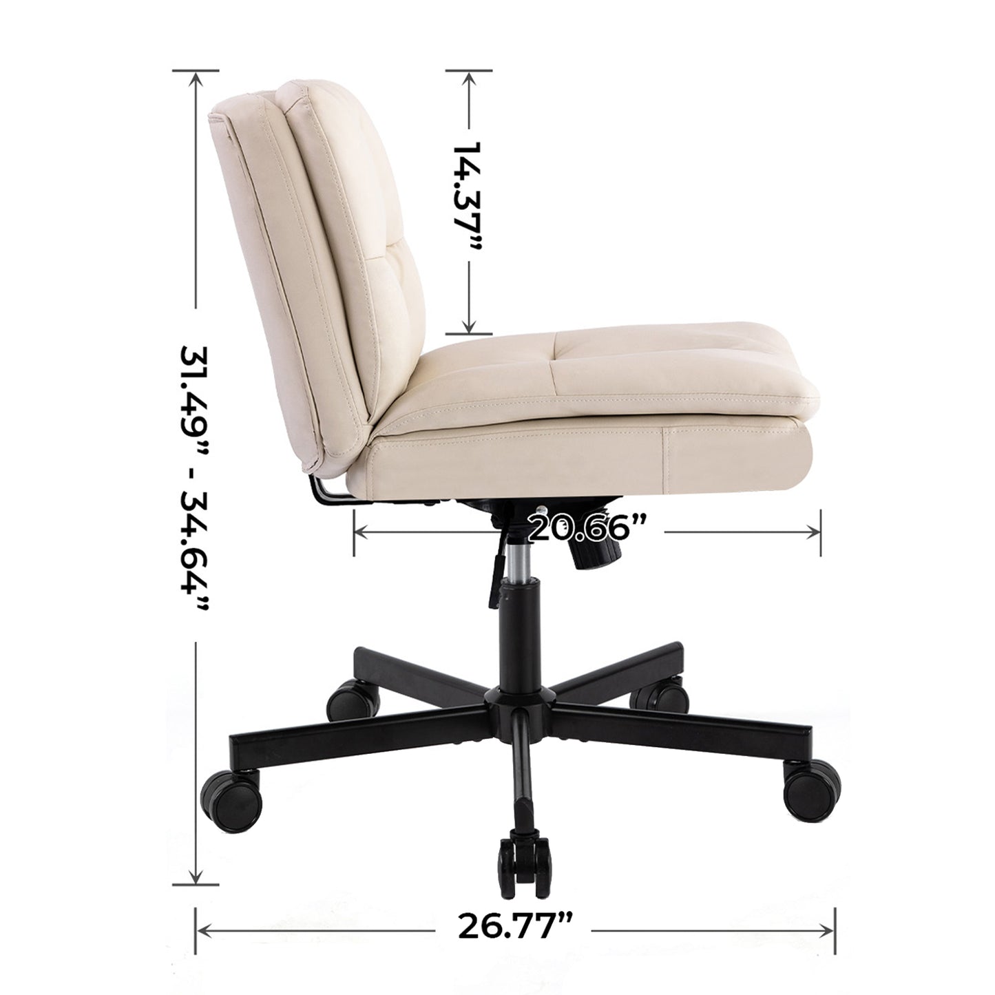 360° Swivel Home Office Desk Chair - Adjustable Height, Beige