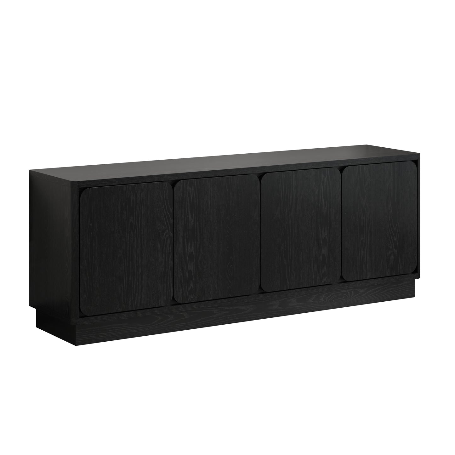 63 Inch Black TV Stand with 4 Storage Doors - Modern Media Console