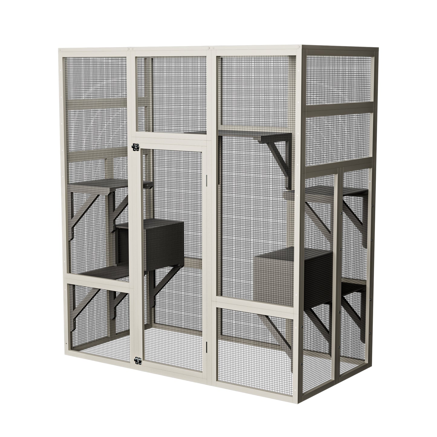 Large Outdoor Wooden Cat House with Platforms Waterproof & UV-Resistant