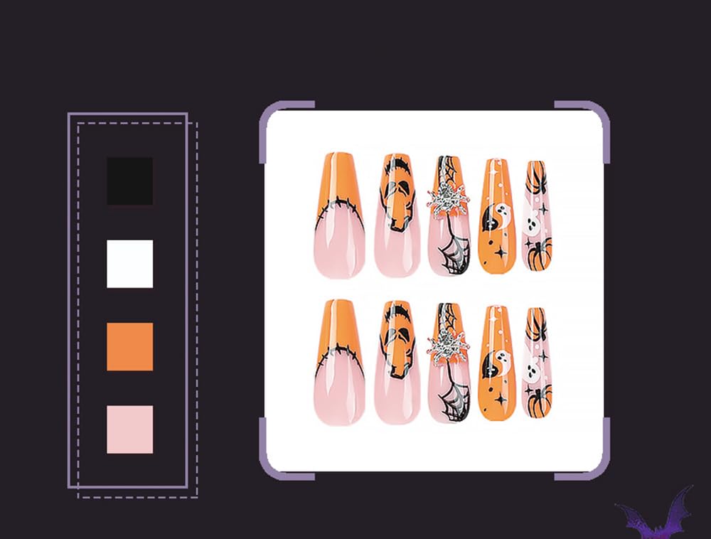 24-Piece Halloween Press-On Nails - Almond & Ballerina Shape Acrylic Set