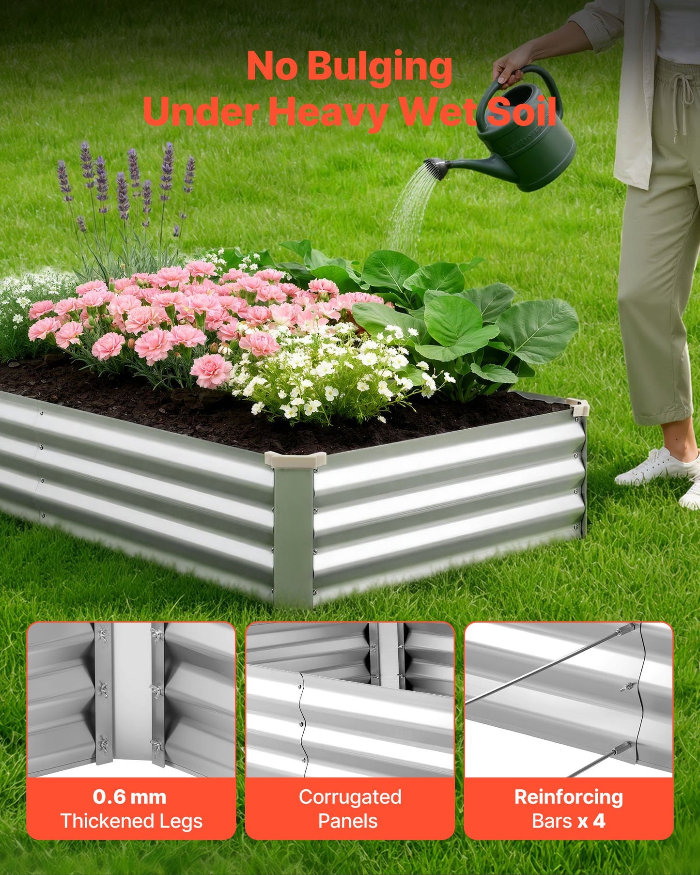Black Galvanized Raised Garden Bed 6x3x1 ft Outdoor Planter Box Kit with Gloves