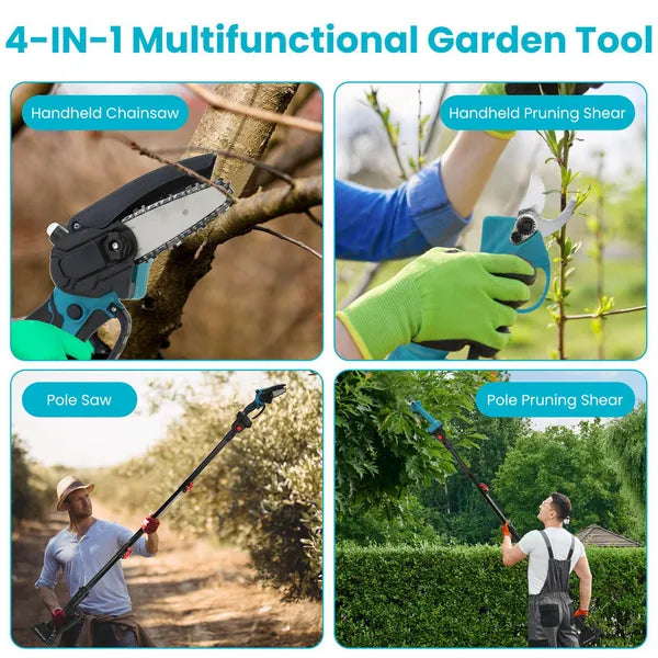 4-in-1 Electric Pole Pruning Shears & Tree Trimming Saw with Adjustable Head
