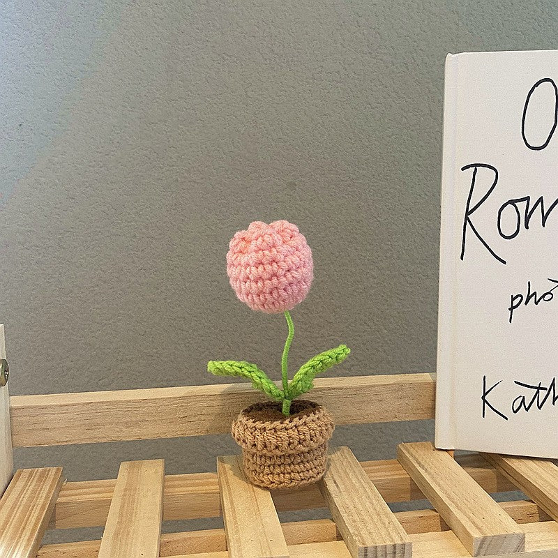 Mini Potted Artificial Flowers - Hand Woven Home Decor, All Colors